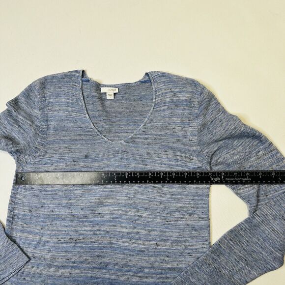 J. Jill Tunic Sweater Top Sm Cotton Linen Long Blue V-Neck Drapey Knit Lagenlook - Picture 7 of 11